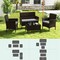 Costway 4 PCS Patio Furniture Set with Washable Cushions and Tempered Glass Coffee Table Beige/Black/Navy/Grey/Turquoise/Red/Blue/Orange